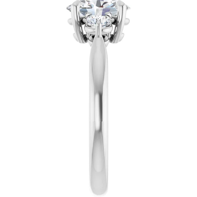 Oval White Gold Accent Engagement Ring