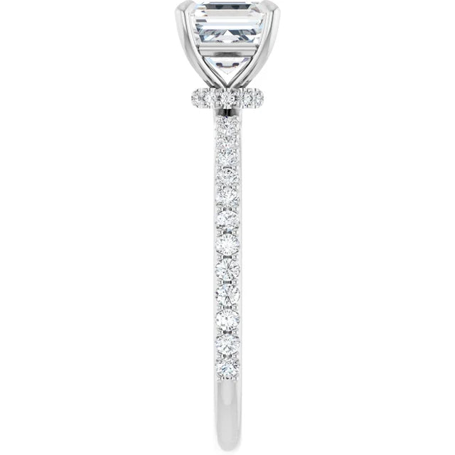 Asscher White Gold Claw Set Style Engagement Ring 