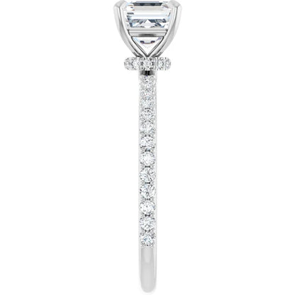 Asscher White Gold Claw Set Style Engagement Ring 