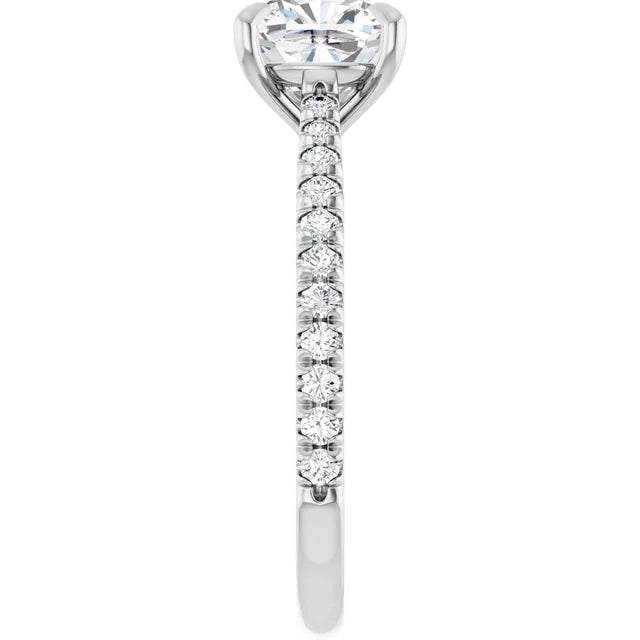 Cushion White Gold Claw Set Style Engagement Ring