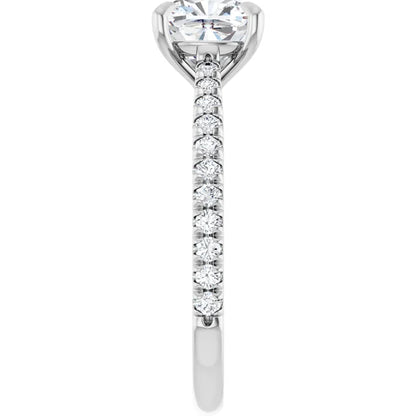 Cushion White Gold Claw Set Style Engagement Ring