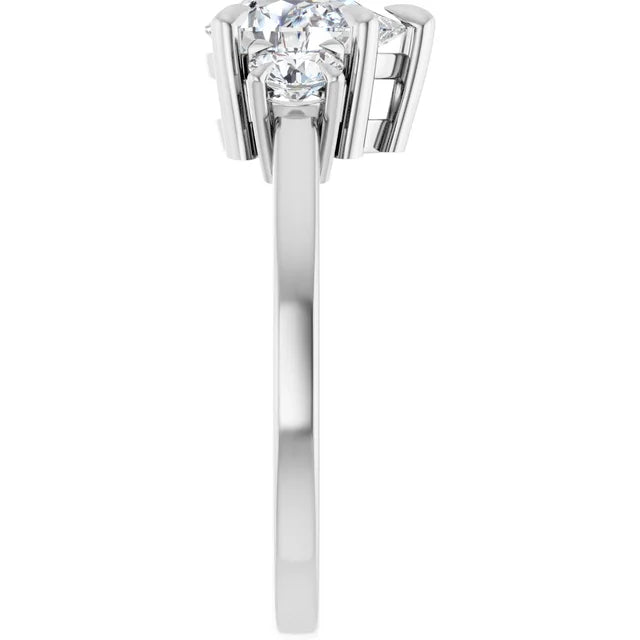 Pear White Gold Tri Stone Lab Diamond Engagement Ring 