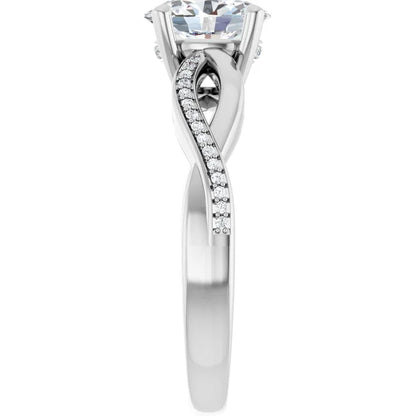 Oval White Gold Claw Set Twist Style Engagement Ring 