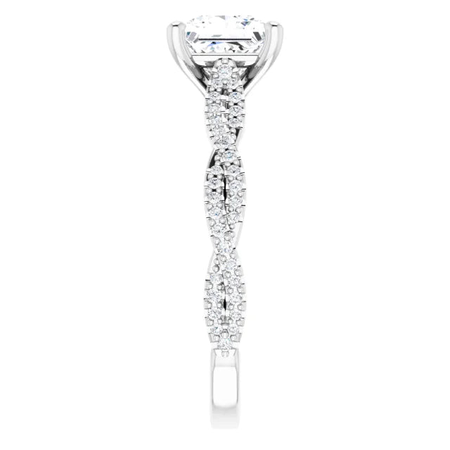 Princess White Gold Twist Style Engagement Ring