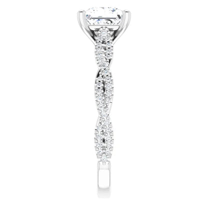 Princess White Gold Twist Style Engagement Ring