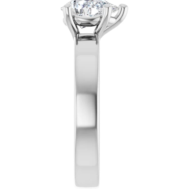 Pear White Gold Wide Band Solitaire Engagement Ring