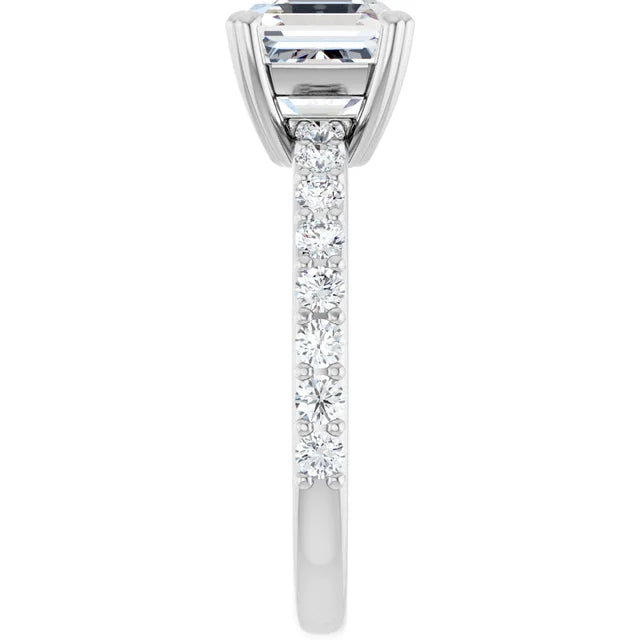 Asscher White Gold Claw Set Style Engagement Ring
