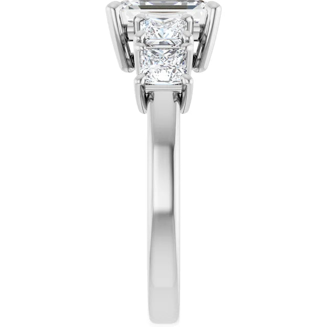 Emerald White Gold Multi Stone Accent Style Engagement Ring