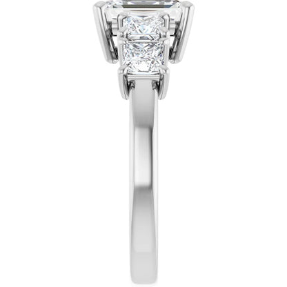 Emerald White Gold Multi Stone Accent Style Engagement Ring