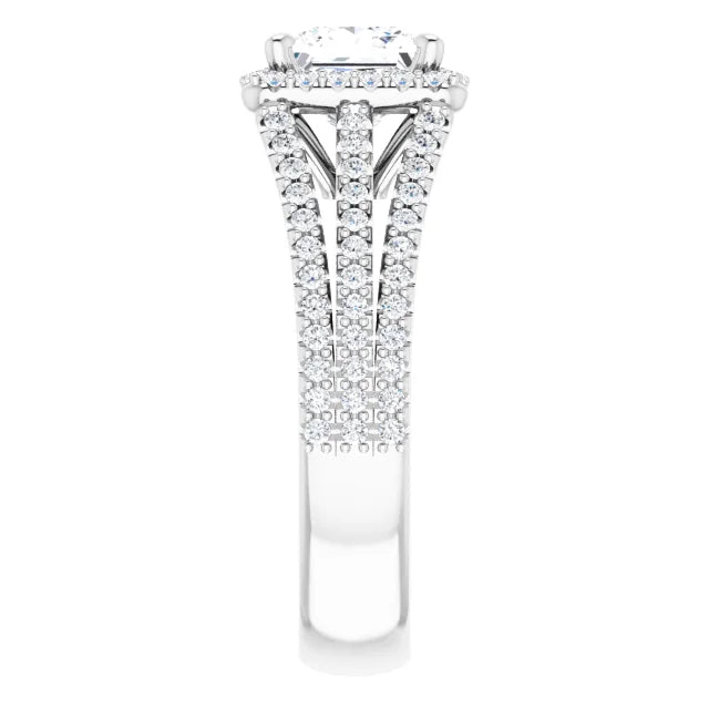 Princess White Gold Halo Style Engagement Ring