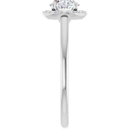 Oval White Gold East West Halo Style Engagement Ring