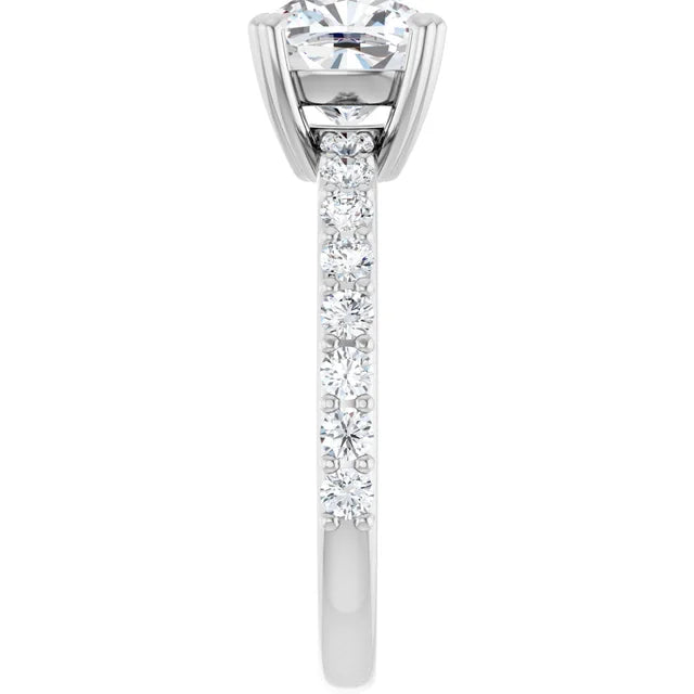 Cushion White Gold Claw Set Style Engagement Ring 