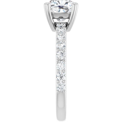 Cushion White Gold Claw Set Style Engagement Ring 