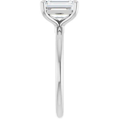 Emerald White Gold Solitaire Engagement Ring