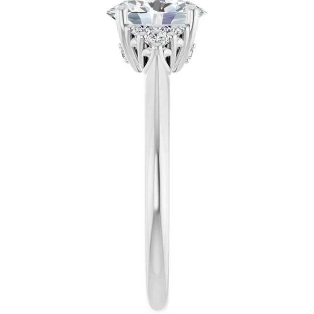 Oval White Gold Antique Inspired Design Engagement Ring