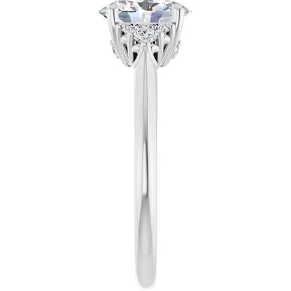 Oval White Gold Antique Inspired Design Engagement Ring