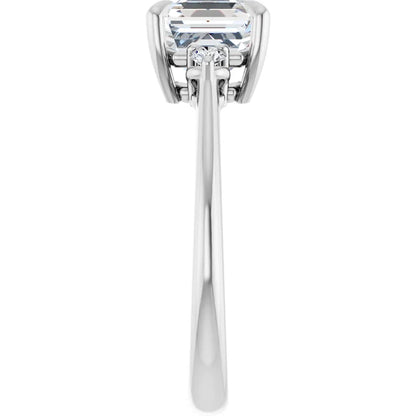 Asscher White Gold Accent Engagement Ring