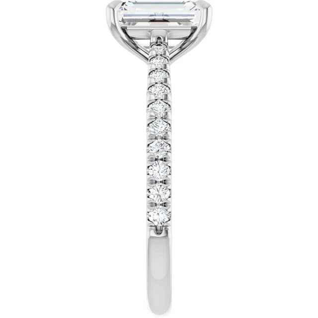 Emerald White Gold Claw Set Style Engagement Ring