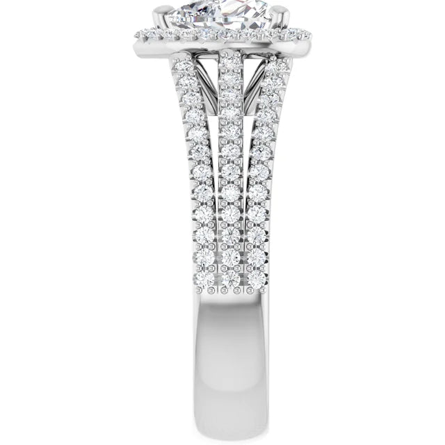 Heart White Gold Halo Style Engagement Ring