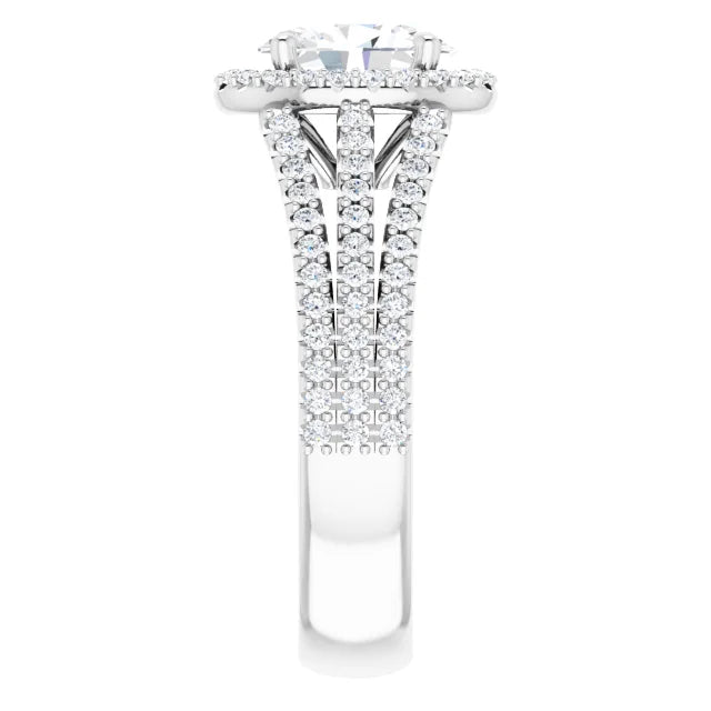 Oval White Gold Halo Style Engagement Ring