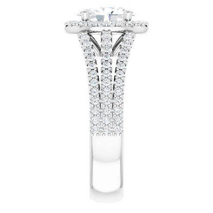 Oval White Gold Halo Style Engagement Ring