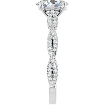 Oval White Gold Twist Style Engagement Ring 