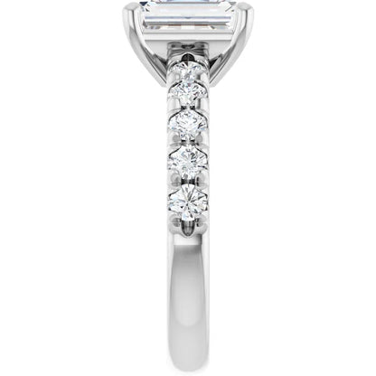 Emerald White Gold Four Claw Set Style Engagement Ring