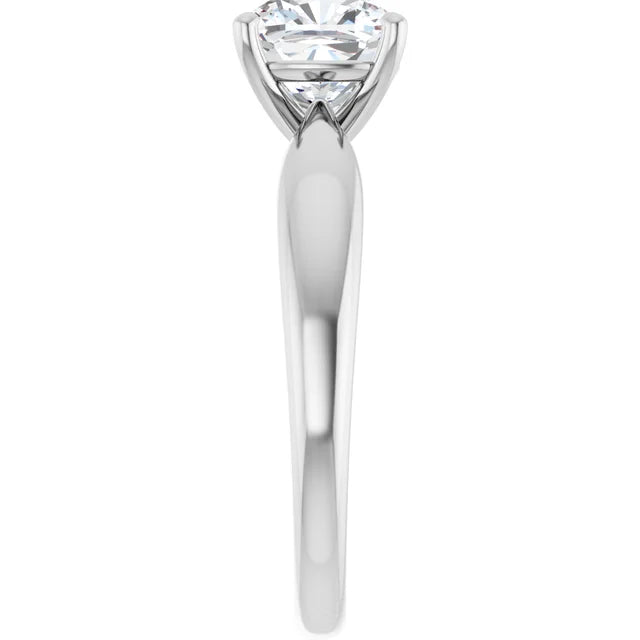 Cushion White Gold Knife Edge Solitaire Engagement Ring