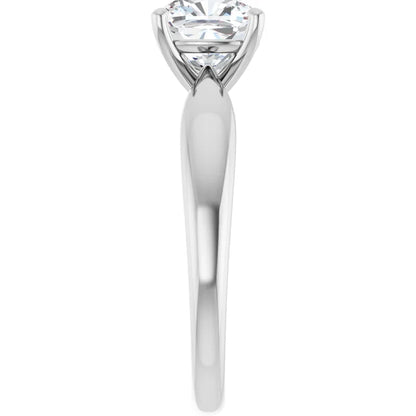 Cushion White Gold Knife Edge Solitaire Engagement Ring