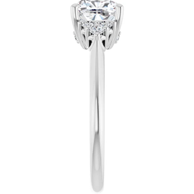 Cushion White Gold Antique Inspired Design Engagement Ring