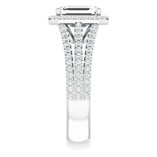 Emerald White Gold Halo Style Engagement Ring