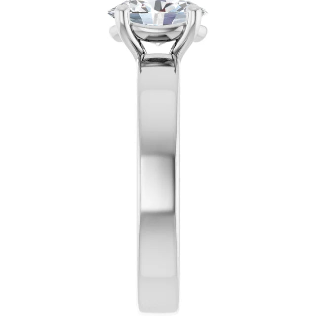 Oval White Gold Wide Band Solitaire Engagement Ring