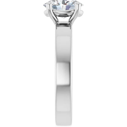 Oval White Gold Wide Band Solitaire Engagement Ring