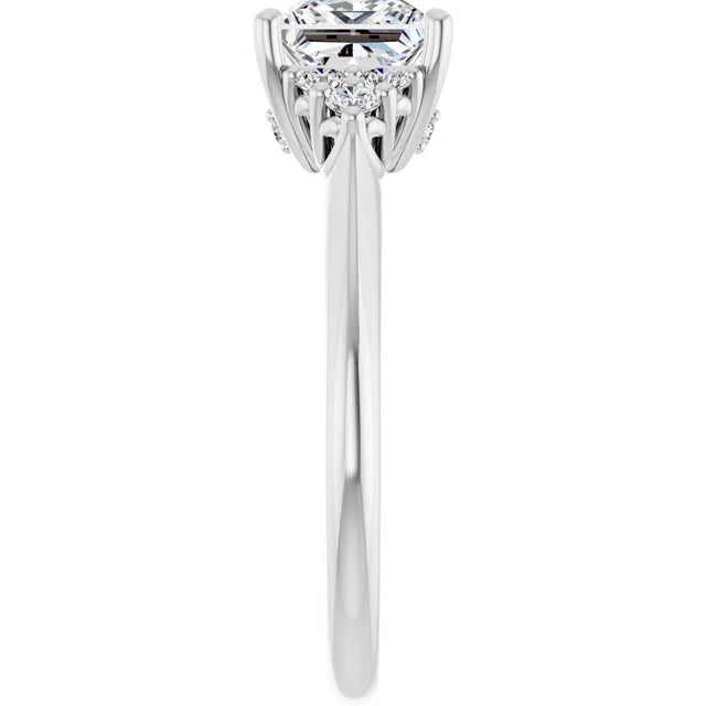 Princess White Gold Antique Inspired Design Engagement Ring