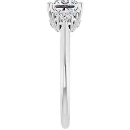 Princess White Gold Antique Inspired Design Engagement Ring