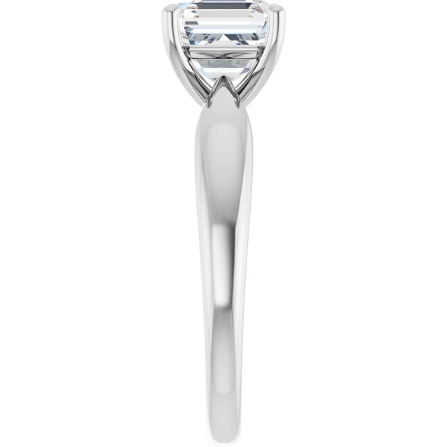Asscher White Gold Knife Edge Solitaire Engagement Ring