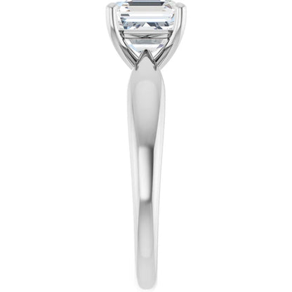 Asscher White Gold Knife Edge Solitaire Engagement Ring