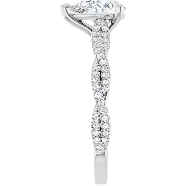 Pear White Gold Twist Style Engagement Ring