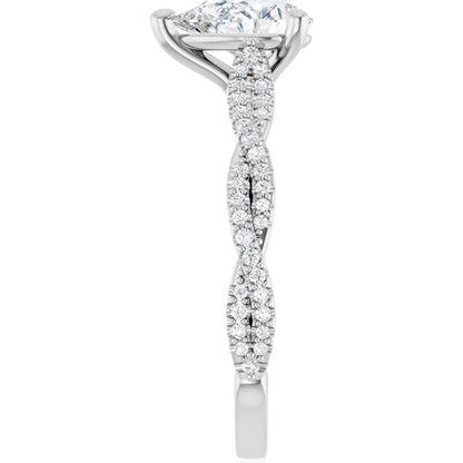 Pear White Gold Twist Style Engagement Ring