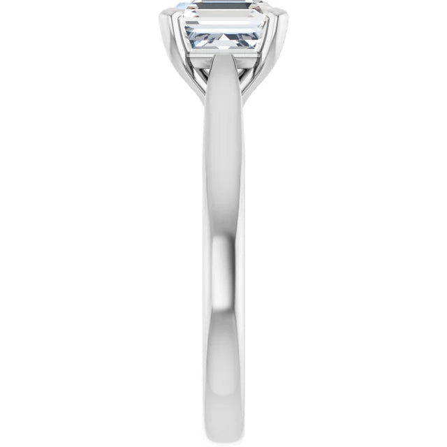 Four Claw White Gold Asscher Solitaire Engagement Ring