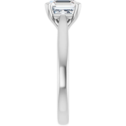 Four Claw White Gold Asscher Solitaire Engagement Ring