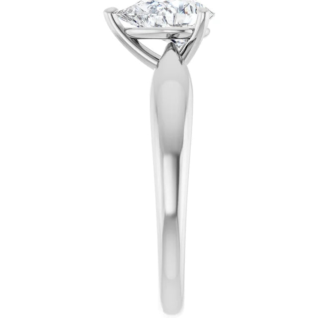 Pear White Gold Knife Edge Solitaire Engagement Ring