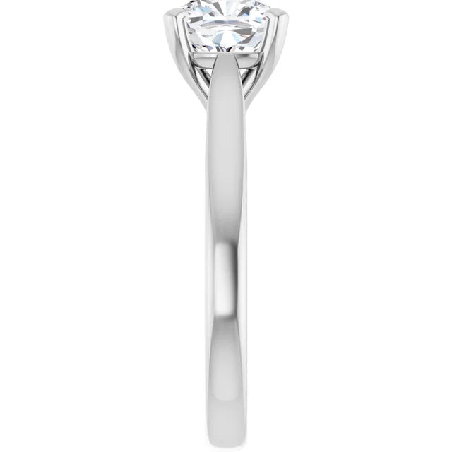 Four Claw White Gold Cushion Solitaire Engagement Ring