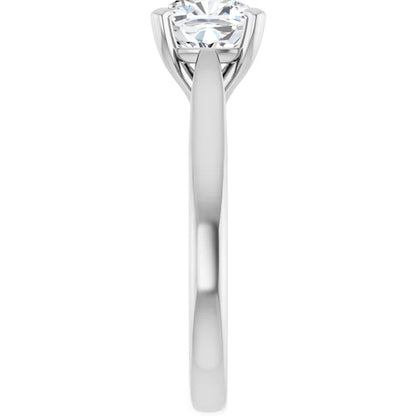 Four Claw White Gold Cushion Solitaire Engagement Ring