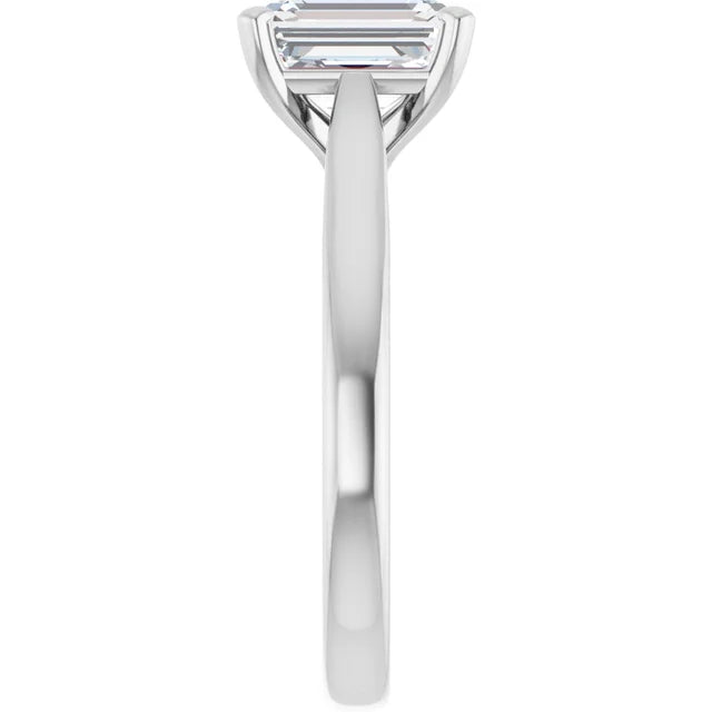 Four Claw White Gold Emerald Solitaire Engagement Ring