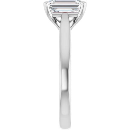 Four Claw White Gold Emerald Solitaire Engagement Ring