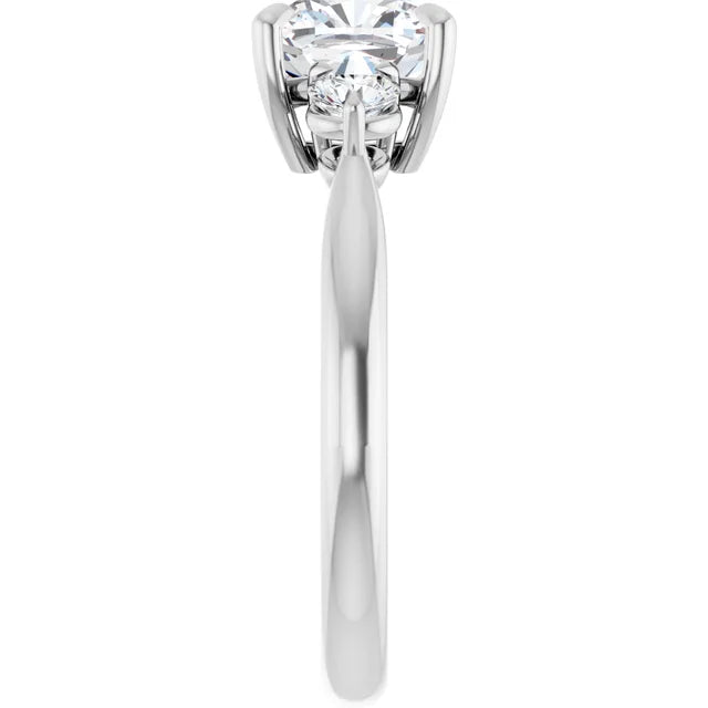 Cushion White Gold Accent Engagement Ring