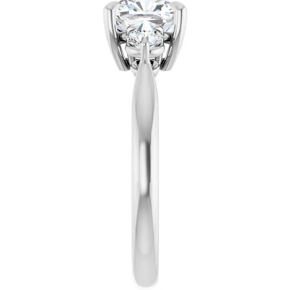 Cushion White Gold Accent Engagement Ring