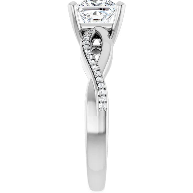 Princess White Gold Claw Set Twist Style Engagement Ring 