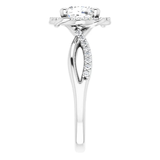 Cushion White Gold Antique Inspired Design Engagement Ring